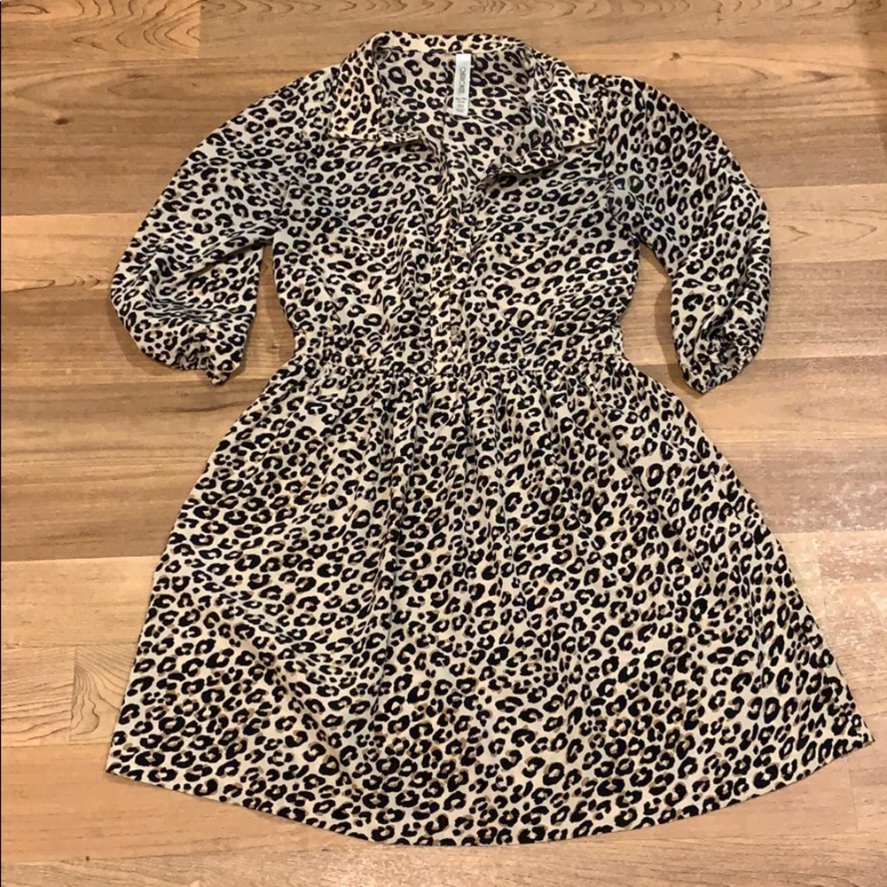 Cheetah print button up dress